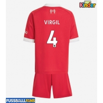 Liverpool Virgil van Dijk #4 Heimtrikotsatz Kinder 2025-26 Kurzarm (+ Kurze Hosen)